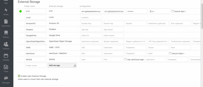 VMRCloud External storage interface